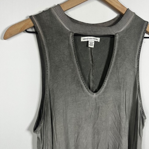 American Eagle Dress Women Small Gray Sleeveless V-Neck Swing Fit & Flare Mini - Picture 2 of 7
